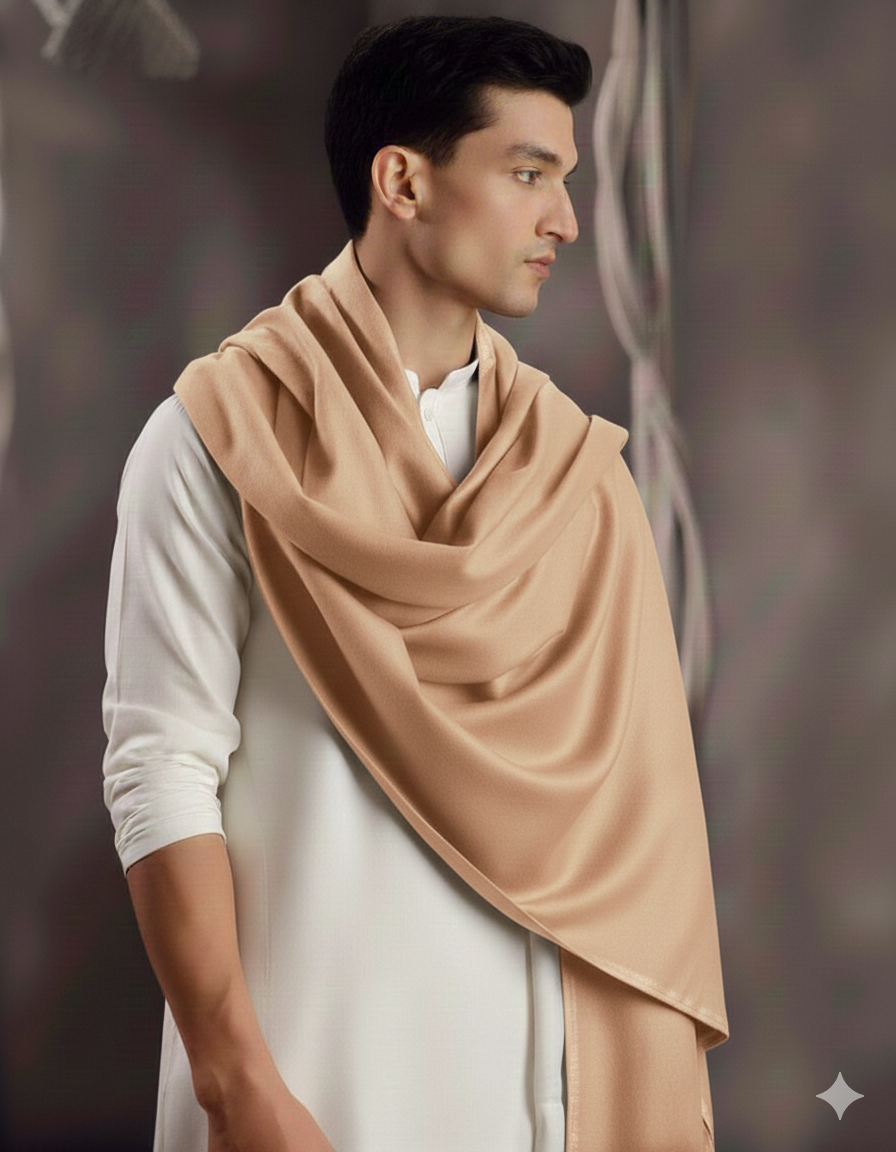 Winter Pure Wool Gents Shawl  Cream #04
