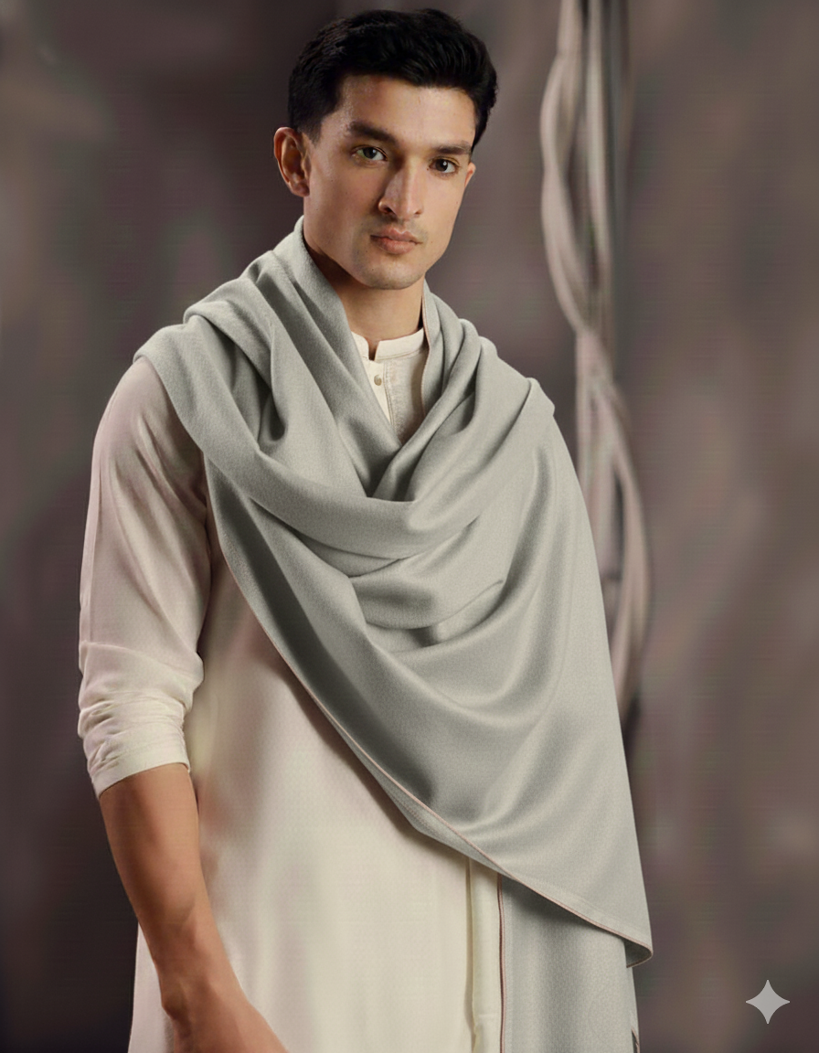 Winter Pure Wool Gents Shawl Lite Grey #10