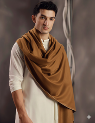 Winter Pure Wool Gents Shawl  Camel Brown #07