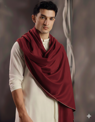 Winter Pure Wool Gents Shawl Dark Maroon #09